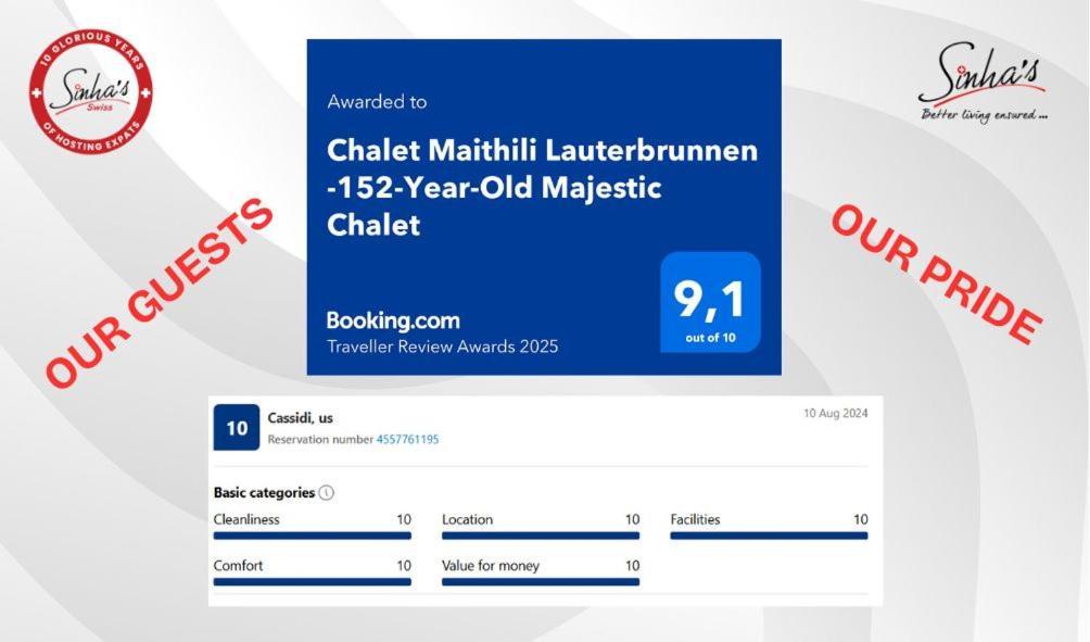 Chalet Maithili Lauterbrunnen -152-Year-Old Majestic Chalet 외부 사진